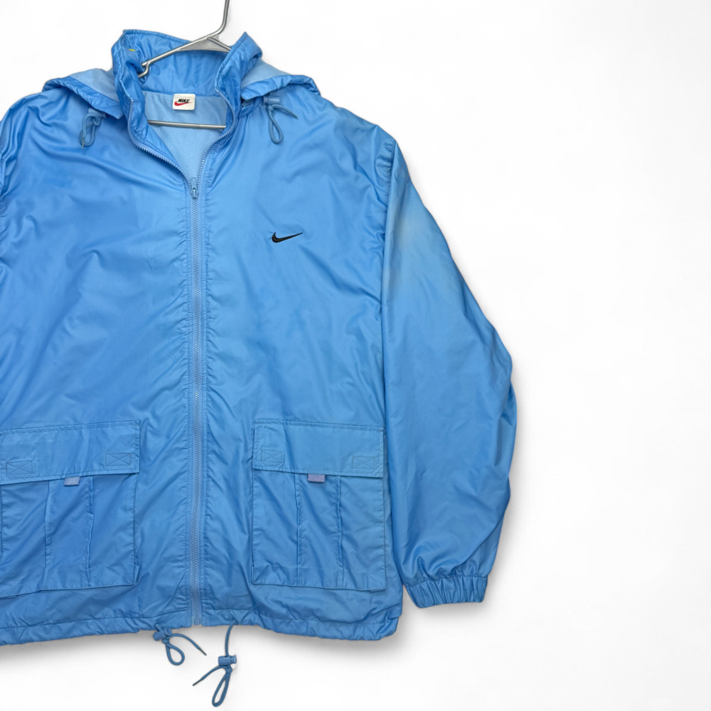 Nike 3XL Light Blue Windbreaker Jacket Vintage 90s Full Zip Hooded - Picture 4 of 8